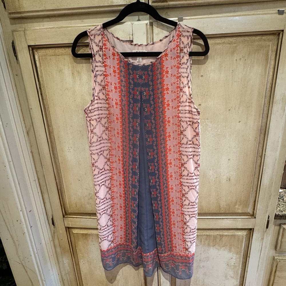 Elegant Pink and Gray Sleeveless Dress
